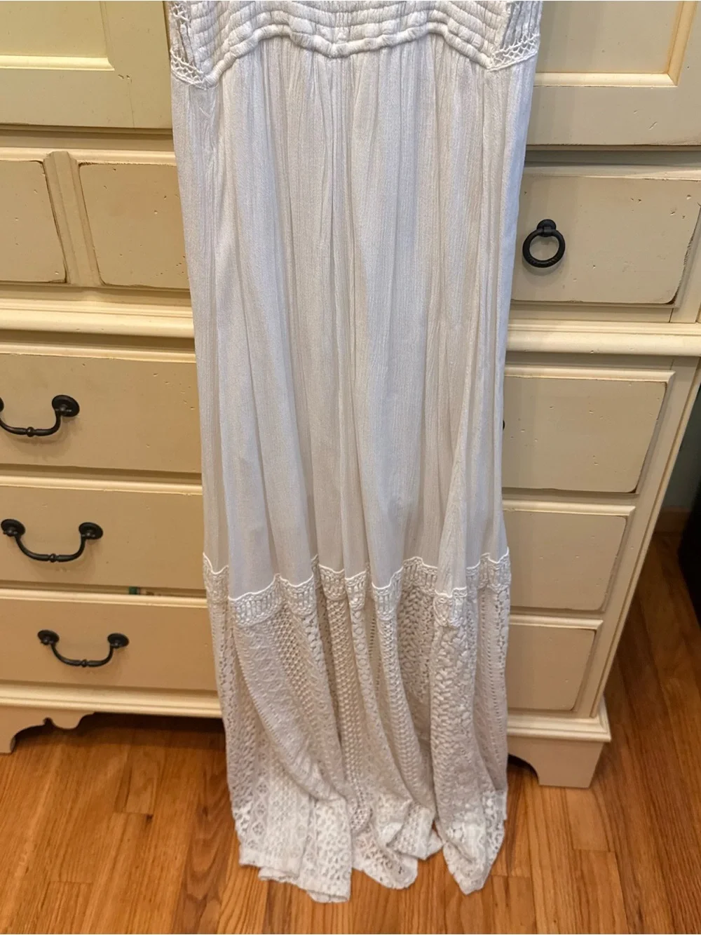 Abercrombie & Fitch White Crochet-Panel Maxi Dress